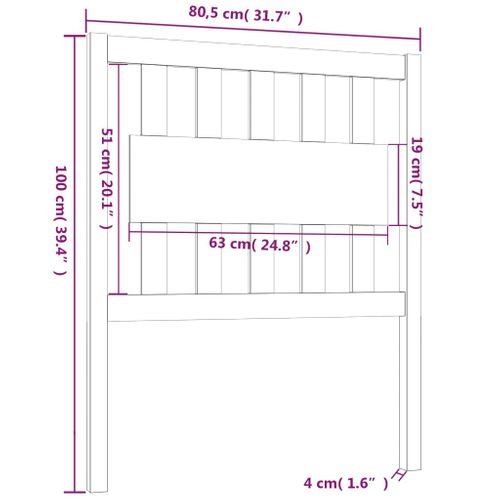 Tête De Lit Blanc 80,5x4x100 Cm Bois Massif De Pin