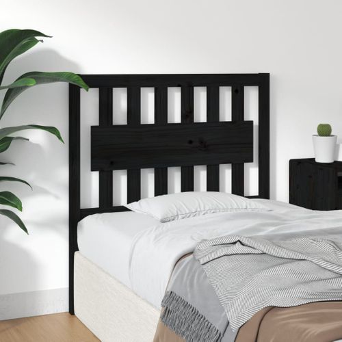 Tête De Lit Noir 95,5x4x100 Cm Bois Massif De Pin