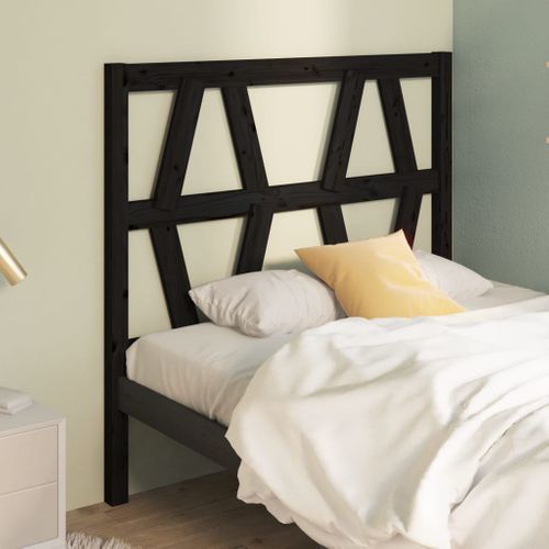 Tête De Lit Noir 81x4x100 Cm Bois Massif De Pin