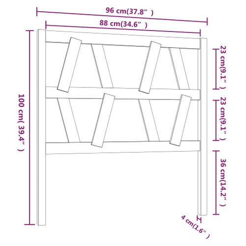 Tête De Lit Noir 96x4x100 Cm Bois Massif De Pin