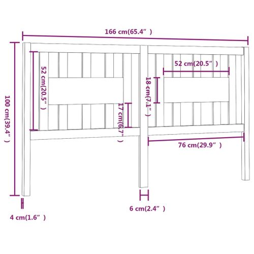Tête De Lit 166x4x100 Cm Bois Massif De Pin