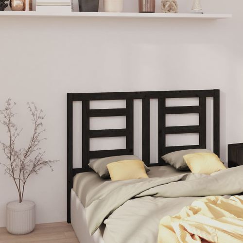 Tête De Lit Noir 146x4x100 Cm Bois Massif De Pin
