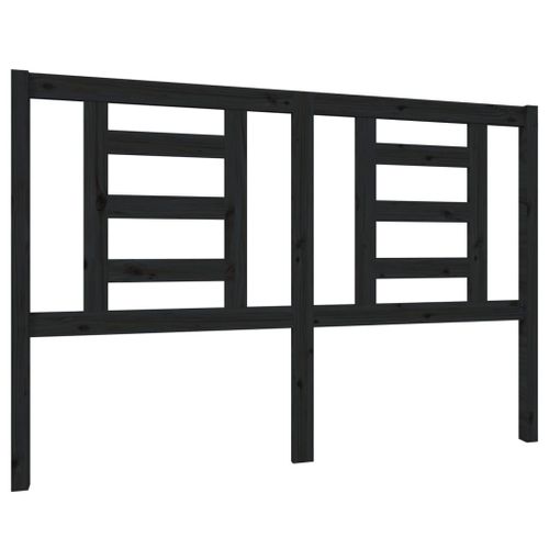 Tête De Lit Noir 146x4x100 Cm Bois Massif De Pin