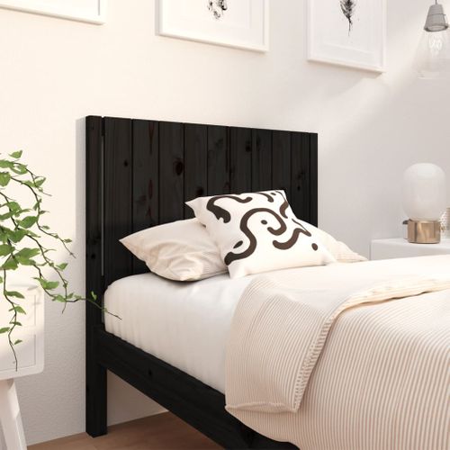 Tête De Lit Noir 95,5x4x100 Cm Bois Massif De Pin