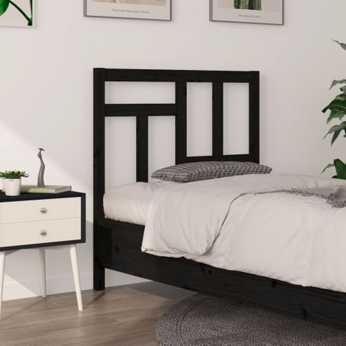 Tête De Lit Noir 95,5x4x100 Cm Bois Massif De Pin