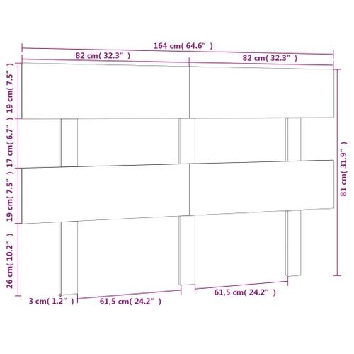 Tête De Lit Noir 164x3x81 Cm Bois Massif De Pin
