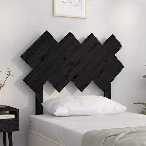 Tête De Lit Noir 92x3x81 Cm Bois Massif De Pin