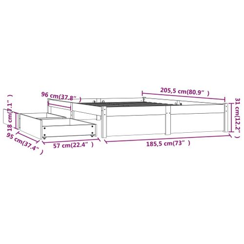 Cadre De Lit Sans Matelas Avec Tiroirs Blanc