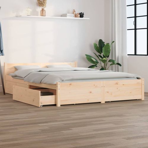 Cadre De Lit Sans Matelas Avec Tiroirs 135x190