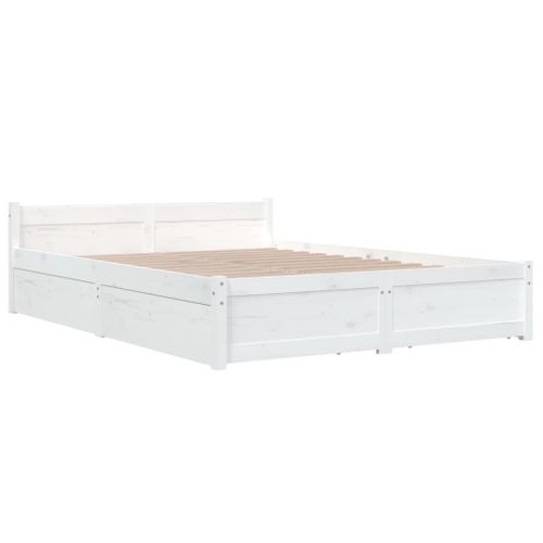 Cadre De Lit Sans Matelas Avec Tiroirs Blanc 120x200 Cm