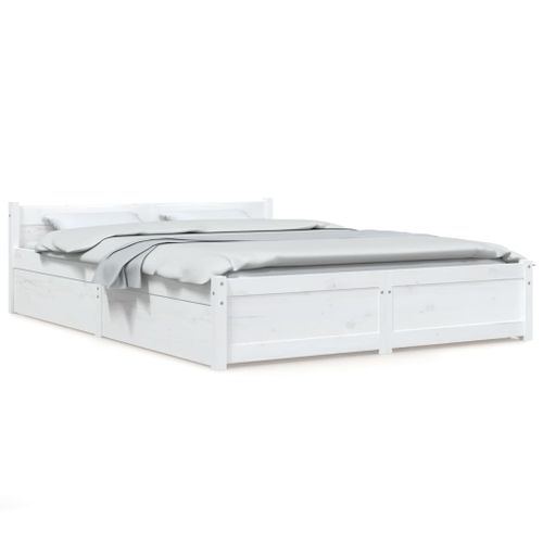 Cadre De Lit Sans Matelas Avec Tiroirs Blanc 150x200