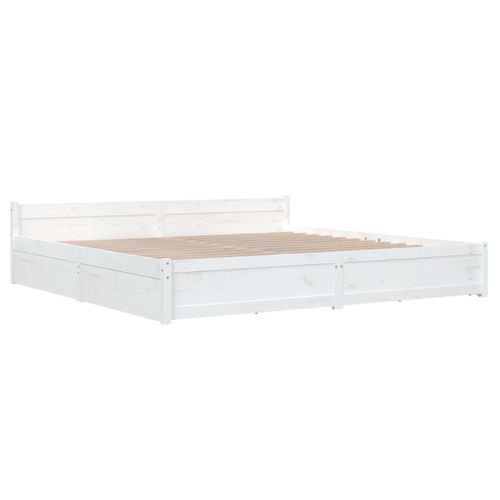 Cadre De Lit Sans Matelas Avec Tiroirs Blanc 180x200