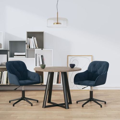Chaises Pivotantes À Manger Lot De 2 Bleu Velours