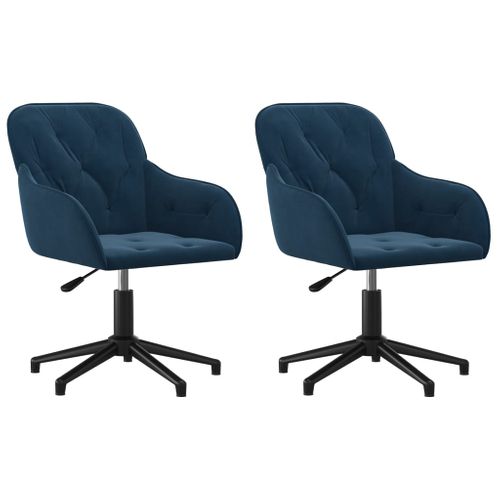 Chaises Pivotantes À Manger Lot De 2 Bleu Velours