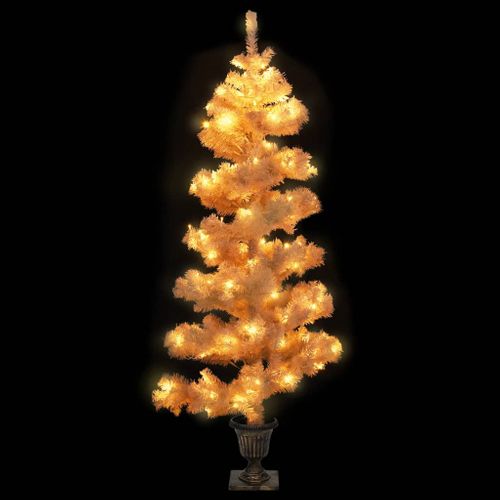 Arbre De Noël Hélicoïdal Pré-éclairé Avec Pot Blanc 120 Cm Pvc