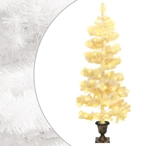 Arbre De Noël Hélicoïdal Pré-éclairé Avec Pot Blanc 120 Cm Pvc