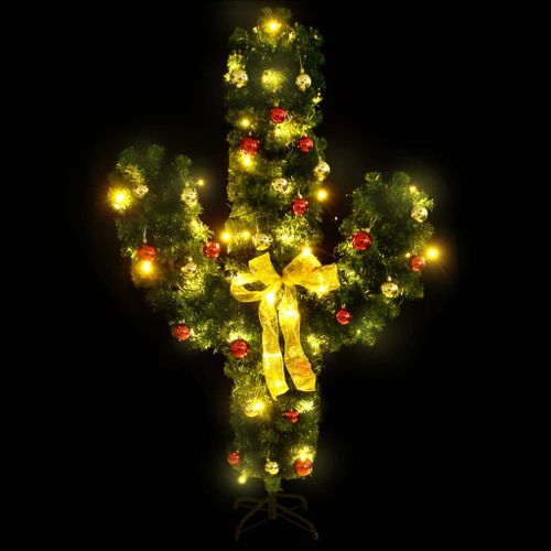 Cactus De Noël Avec Support Et LED Vert 150 Cm Pvc