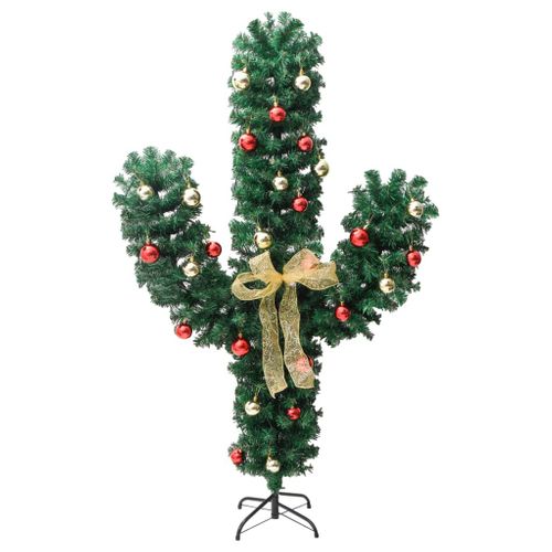 Cactus De Noël Avec Support Et LED Vert 180 Cm Pvc