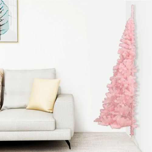 Demi Sapin De Noël Artificiel Avec Support Rose 120 Cm Pvc