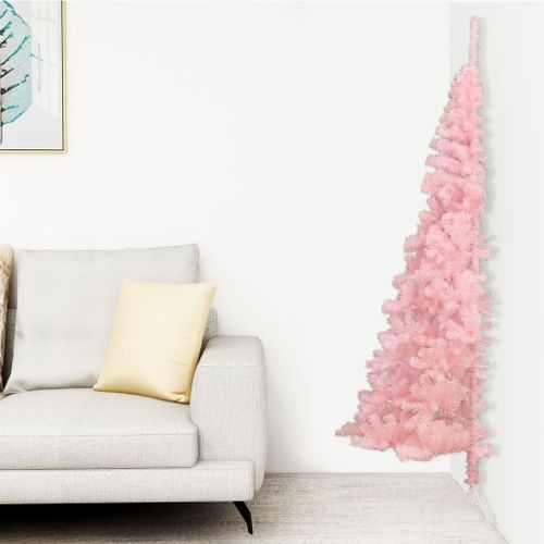 Demi Sapin De Noël Artificiel Avec Support Rose 150 Cm Pvc