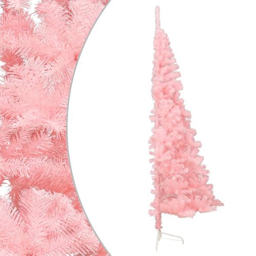 Demi Sapin De Noël Artificiel Avec Support Rose 180 Cm Pvc