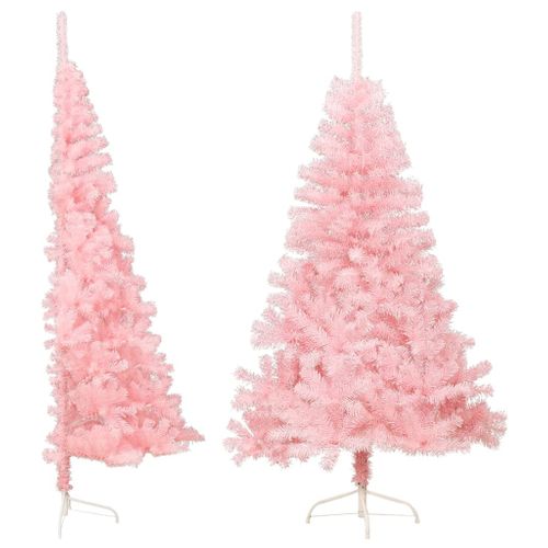 Demi Sapin De Noël Artificiel Avec Support Rose 180 Cm Pvc