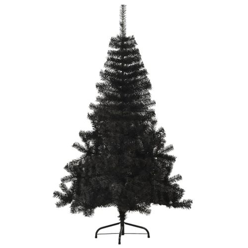 Demi Sapin De Noël Artificiel Avec Support Noir 150 Cm Pvc