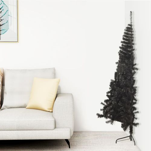 Demi Sapin De Noël Artificiel Avec Support Noir 150 Cm Pvc