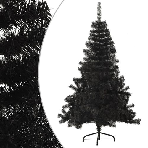 Demi Sapin De Noël Artificiel Avec Support Noir 150 Cm Pvc