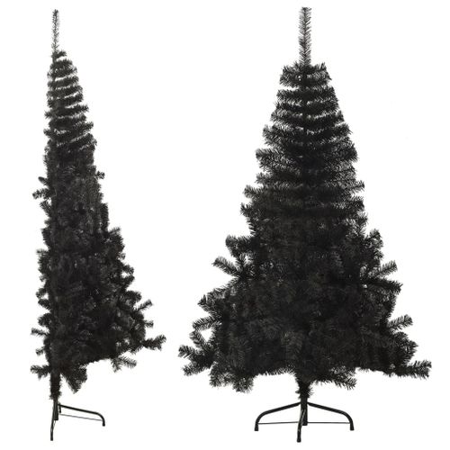 Demi Sapin De Noël Artificiel Avec Support Noir 150 Cm Pvc