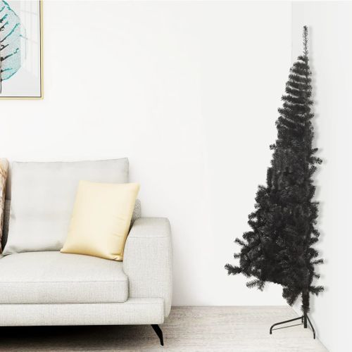 Demi Sapin De Noël Artificiel Avec Support Noir 180 Cm Pvc