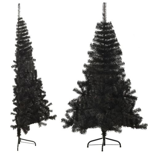 Demi Sapin De Noël Artificiel Avec Support Noir 180 Cm Pvc