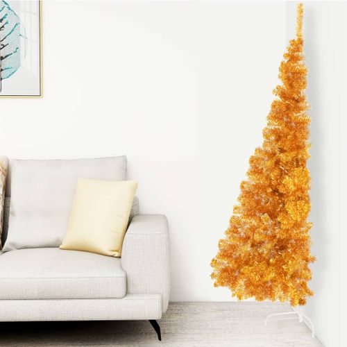 Demi Sapin De Noël Artificiel Avec Support Doré 240 Cm Pvc