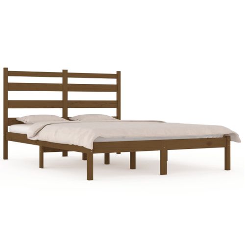 Cadre De Lit Sans Matelas Marron Miel Bois Massif 200x200 Cm