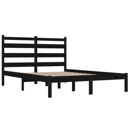 Cadre De Lit Sans Matelas Noir Bois Massif 200x200 Cm