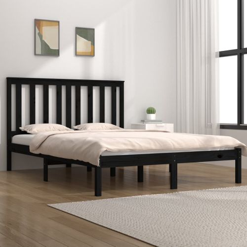 Cadre De Lit Sans Matelas Noir Bois Massif 200x200 Cm
