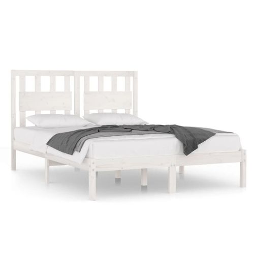 Cadre De Lit Sans Matelas Blanc Bois Massif 120x200 Cm