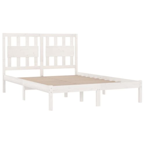 Cadre De Lit Sans Matelas Blanc Bois De Pin Massif 160x200 Cm