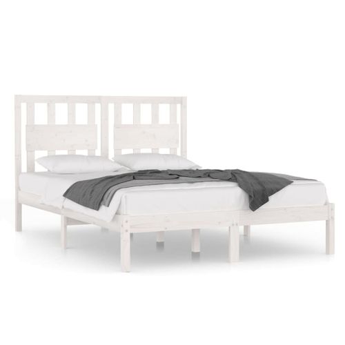 Cadre De Lit Sans Matelas Blanc Bois De Pin Massif 160x200 Cm