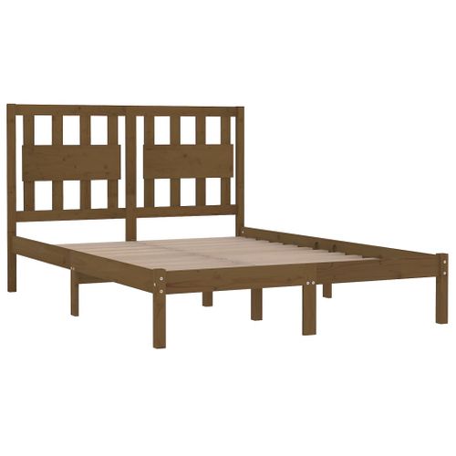 Cadre De Lit Sans Matelas Marron Miel Bois Massif 200x200 Cm