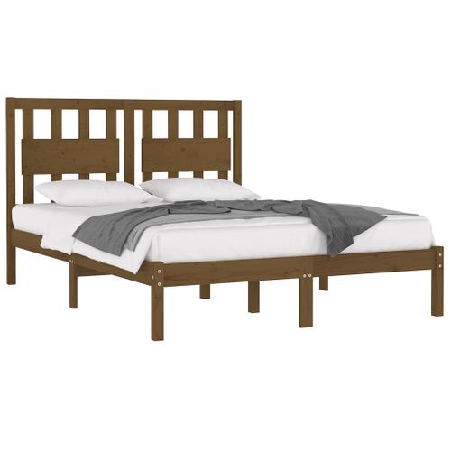 Cadre De Lit Sans Matelas Marron Miel Bois Massif 200x200 Cm