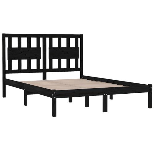 Cadre De Lit Sans Matelas Noir Bois Massif 200x200 Cm