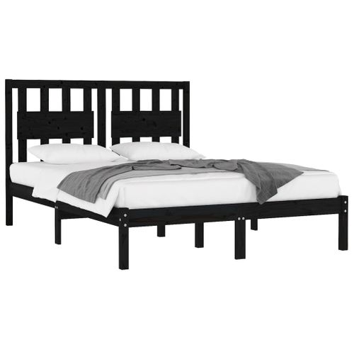 Cadre De Lit Sans Matelas Noir Bois Massif 200x200 Cm