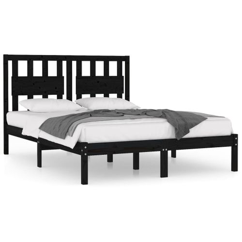 Cadre De Lit Sans Matelas Noir Bois Massif 200x200 Cm