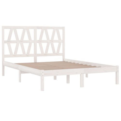 Cadre De Lit Sans Matelas Blanc Bois Massif 120x200 Cm