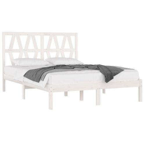 Cadre De Lit Sans Matelas Blanc Bois Massif 120x200 Cm