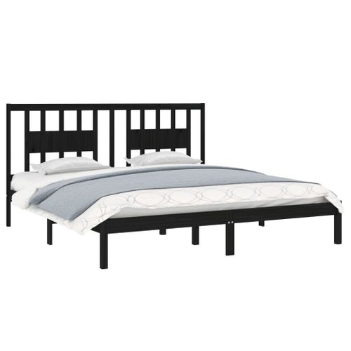 Cadre De Lit Sans Matelas Noir Bois Massif 200x200 Cm