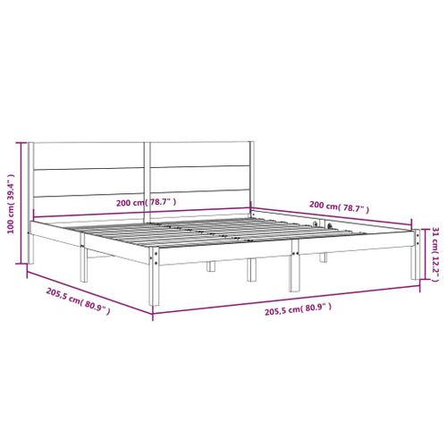 Cadre De Lit Sans Matelas 200x200 Cm Bois Massif De Pin