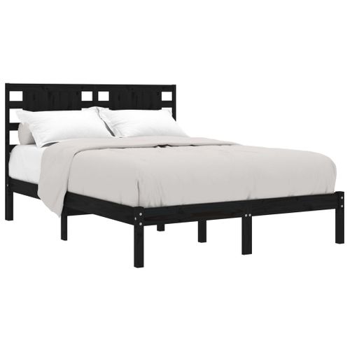 Cadre De Lit Sans Matelas Noir 200x200 Cm Bois Massif De Pin