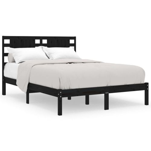 Cadre De Lit Sans Matelas Noir 200x200 Cm Bois Massif De Pin